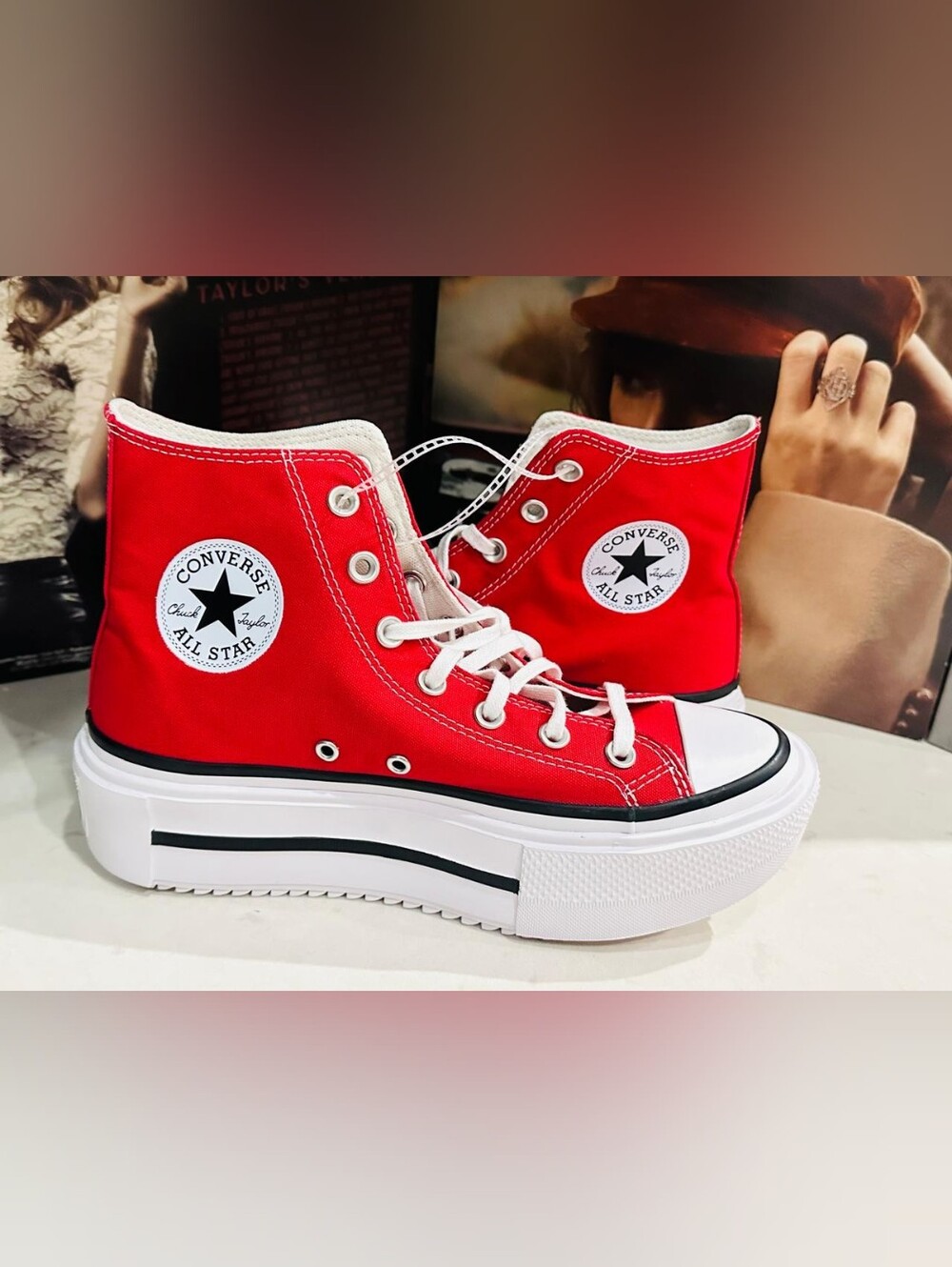 Converse Chuck Taylor All Star Lift Double Stack Red Platform High Tops W 8.5